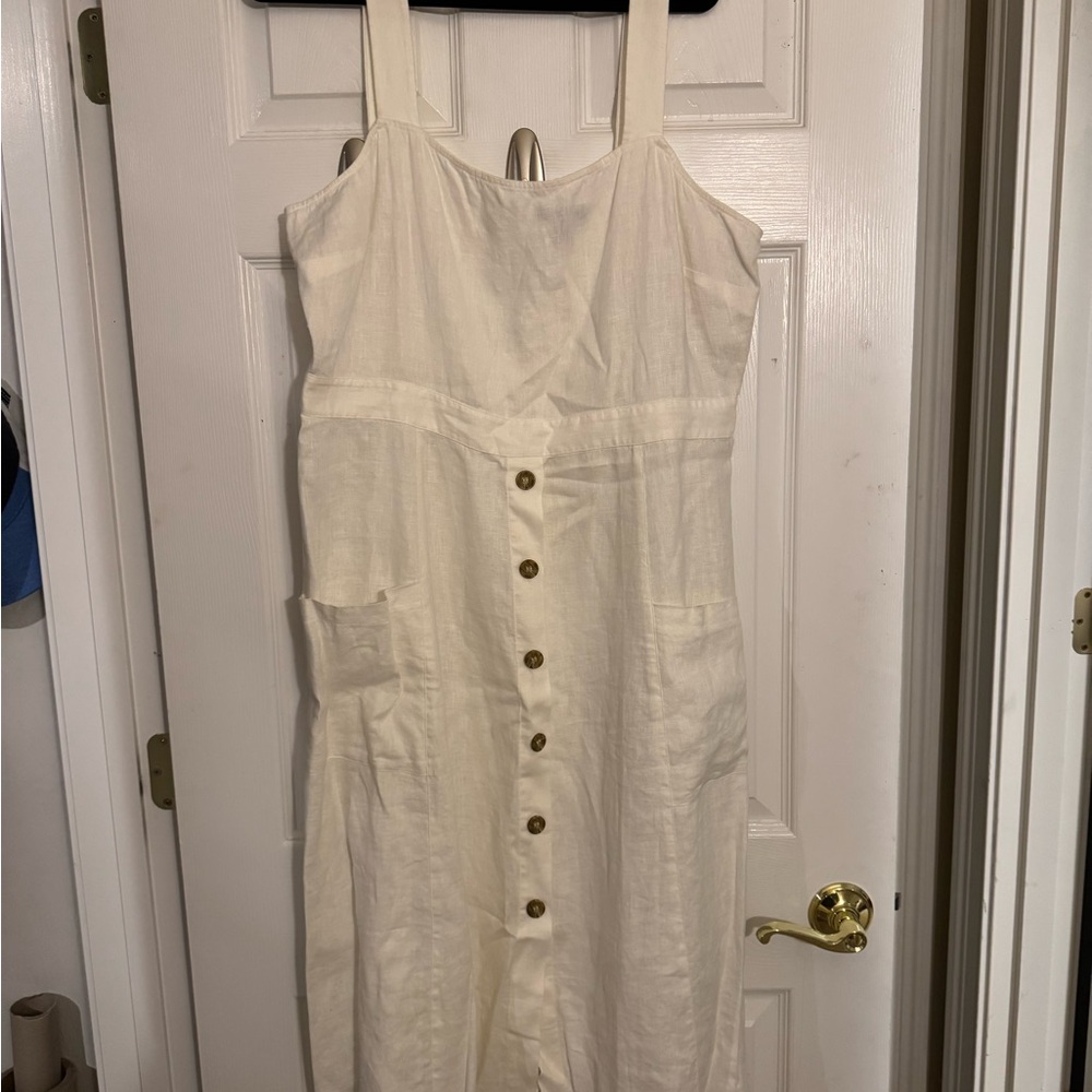 Vince Camuto White Button-Front Midi Dress